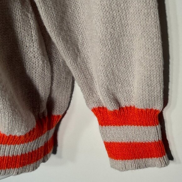 Orange Heart Pale Gray XXL Sweater Relaxed Hooded Novelty Street Style Comfy Y2K - Picture 4 of 8